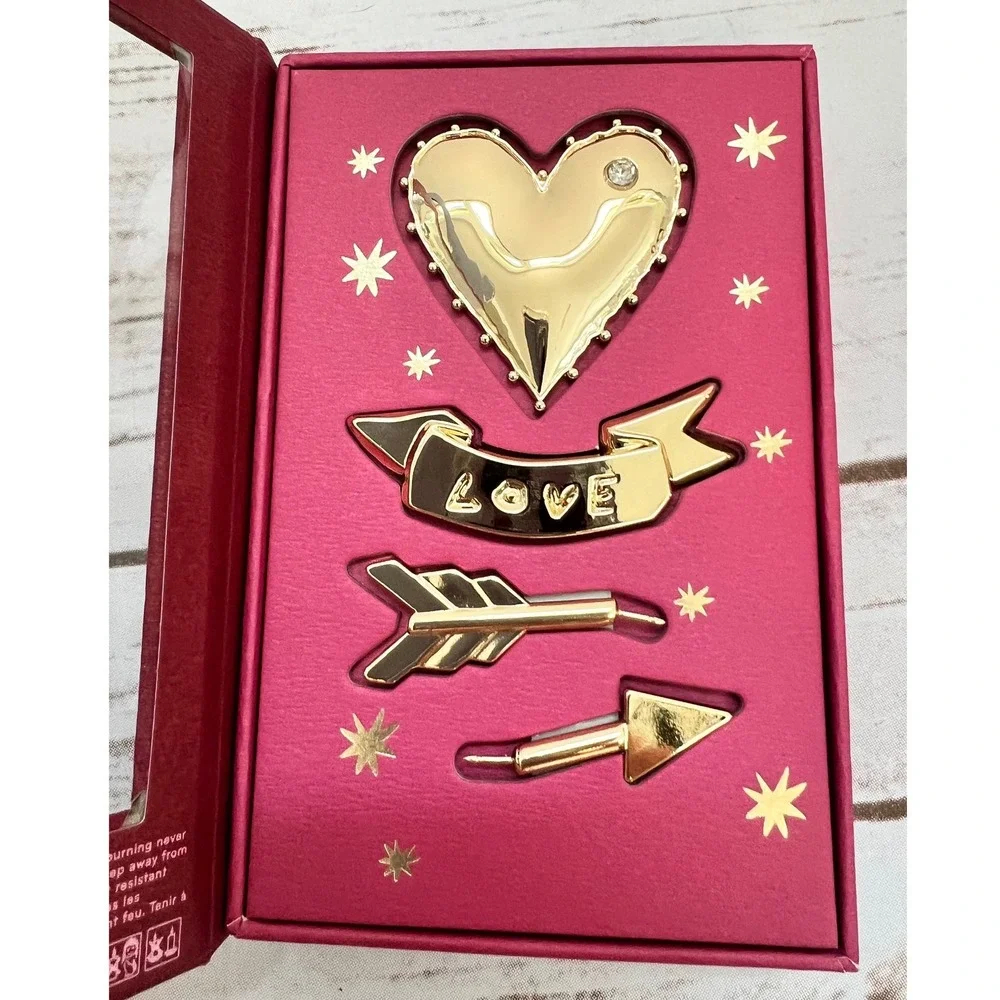 Anthropologie Candle Charms Gold Celestial Letter T Love Heart Set‎ of 2 OS